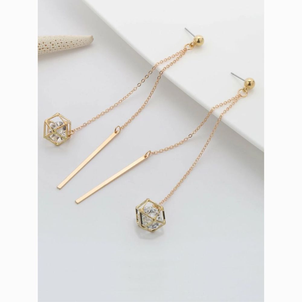 Crystal Pendant Tassel Bar Drop Statement Earrings